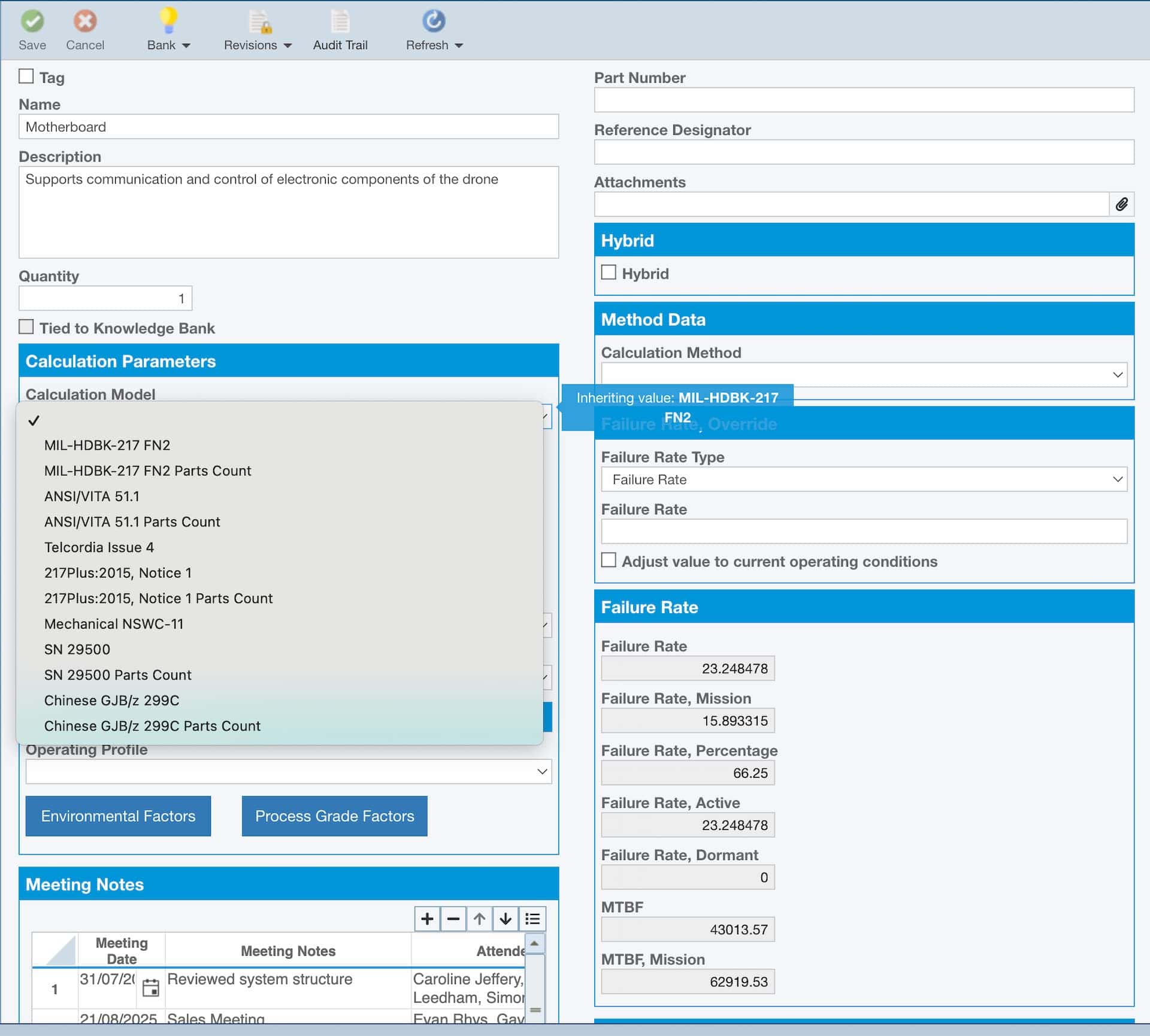 Image shows a selection of the Reliability Prediction models available in Relyence.
