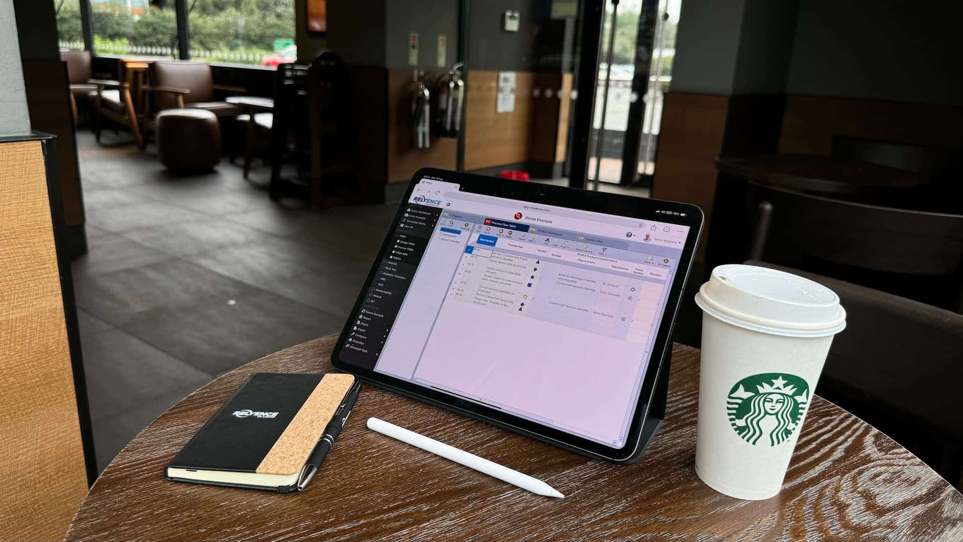 PFMEA Software used on an ipad pro in a coffee shop