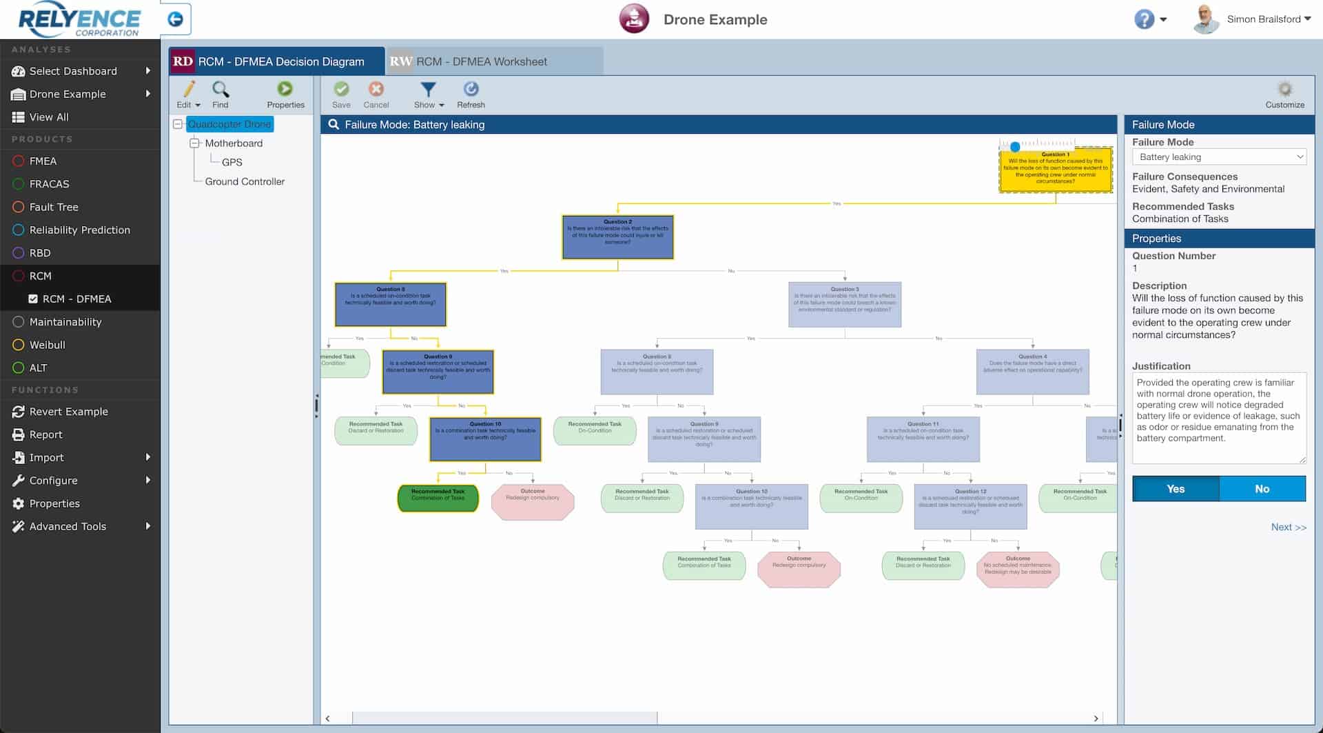 Relyence Reliability Centered Maintenance software application